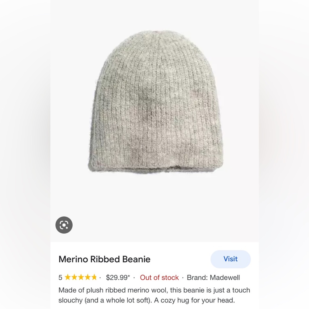 Madewell merino wool ribbed beanie hat